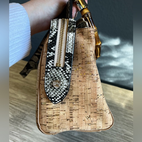 EXCELLENT CONDITION!!! Elaine Turner Snakeskin, Cork & Bamboo Shoulder Bag - Picture 5 of 11